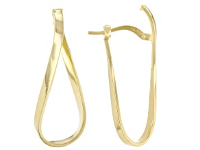 Oro Divino 14k Yellow Gold with Sterling Silver Core Twisted Oval Hoop Earrings