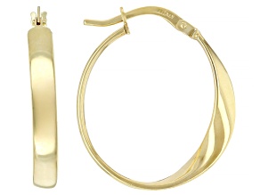 Oro Divino 14k Yellow Gold with Sterling Silver Core 0.80" Ribbon Hoop Earrings