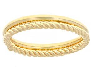 Oro Divino 14k Yellow Gold with Sterling Silver Core 3.3mm Ring Set of 2