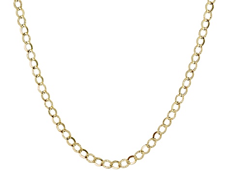 14k Yellow Gold Hollow Curb Link Chain Necklace 18 inch