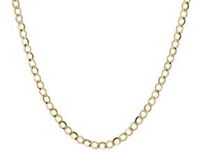 14k Yellow Gold Hollow Curb Link Chain Necklace 18 inch