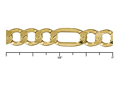 14k Yellow Gold Hollow Figaro Link Chain Necklace 20 inch 4mm