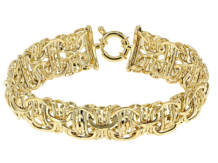 14k Yellow Gold Hollow Byzantine Link Bracelet 7.5 inch