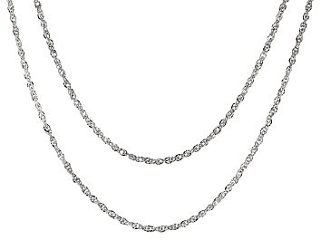 Picture of 14k White Gold Chain Necklace Set Of Two