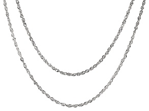 14k White Gold Chain Necklace Set Of Two