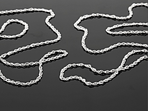 14k White Gold Chain Necklace Set Of Two
