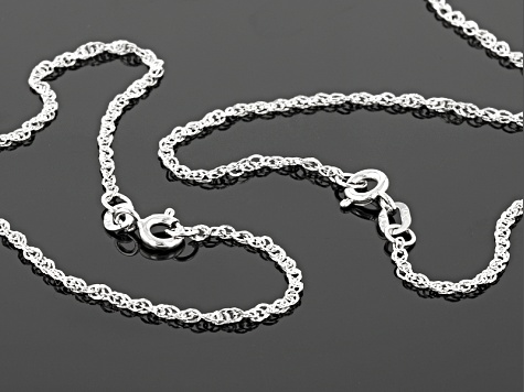 14k White Gold Chain Necklace Set Of Two