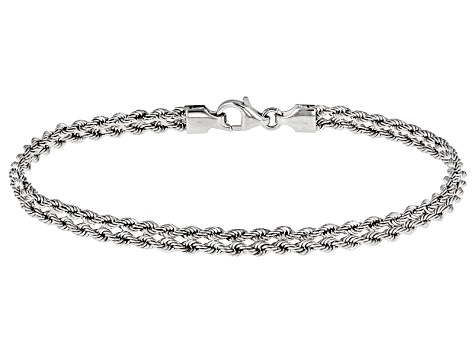 Rhodium Over 14k White Gold Hollow Rope Bracelet 7 5 Inch Gso916w Rhodium Over 14k White Gold Hollow Rope Bracelet 7 5 Inch