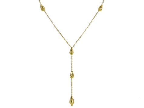 14k Yellow Gold Bead Drop Necklace 18 inch