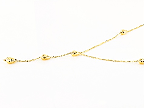 14k Yellow Gold Bead Drop Necklace 18 inch