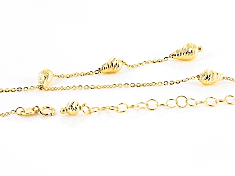 14k Yellow Gold Bead Drop Necklace 18 inch