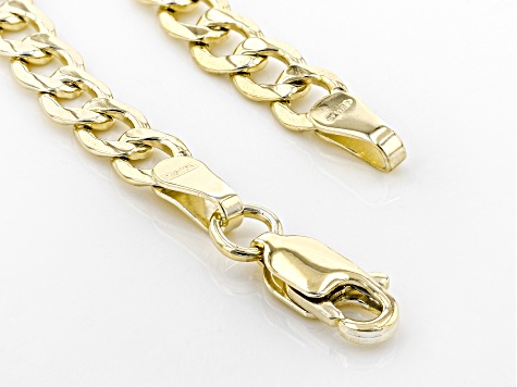 14K Gold Rainbow Curb Chain Bracelet 7 Inch Adjustable Thin 