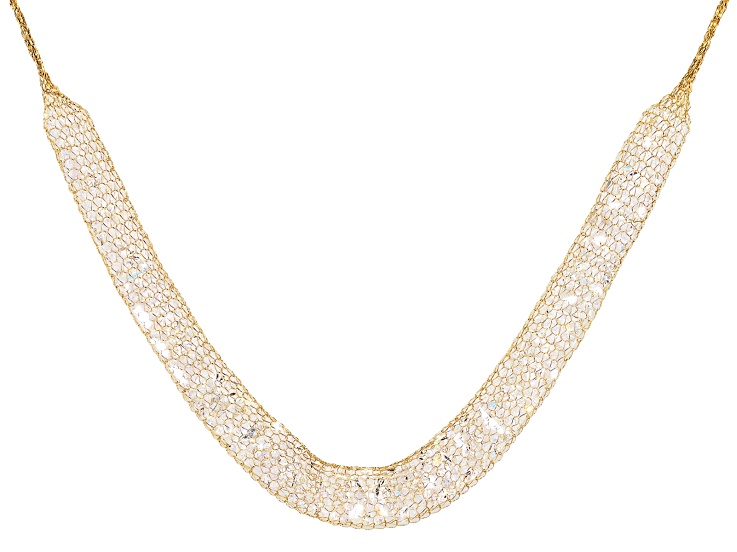 Cubic Zirconia 10k Yellow Gold Crochet D'Tuscano Necklace 22.97ctw