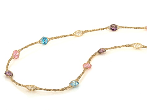 Cubic Zirconia 10k Gold Crochet Primavera D'Tuscano Necklace