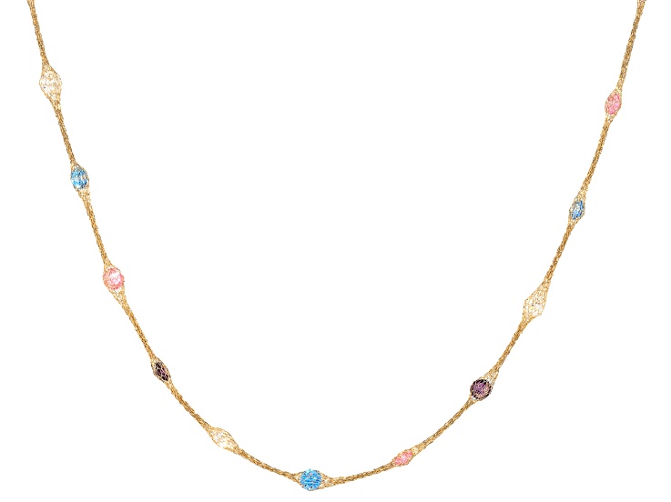 Cubic Zirconia 10k Gold Crochet Primavera D'Tuscano Necklace 5.42