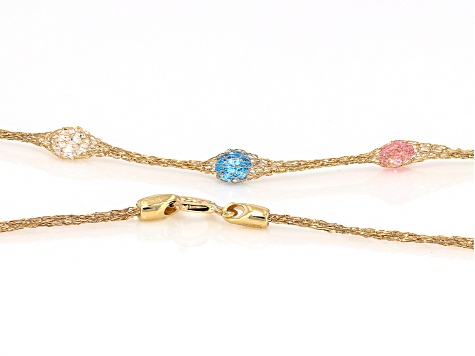 Cubic Zirconia 10k Gold Crochet Primavera D'Tuscano Necklace 5.42ctw