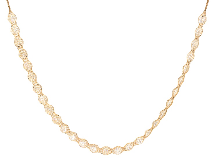 Cubic Zirconia 10k Yellow Gold Crochet Tiara D'Tuscano Necklace