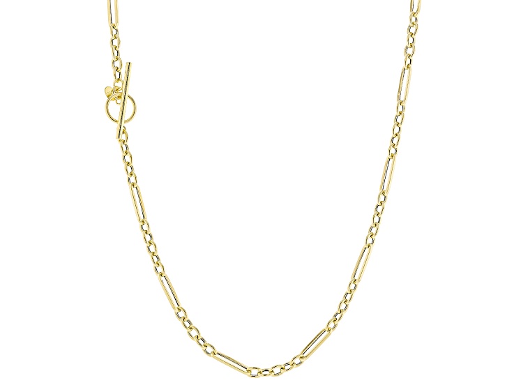 10k Yellow Gold 3.85mm T-Bar Alternating Paperclip 20" Necklace