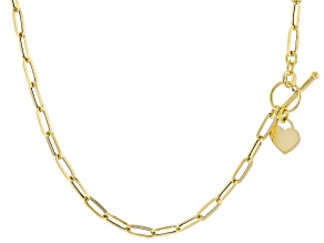 10k Yellow Gold 3.45mm T-Heart Paperclip 18" Necklace