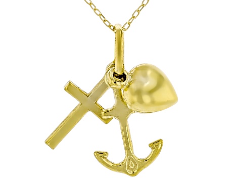 10k Gold "Faith, Hope, Love" Pendant with Chain
