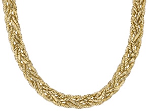 10k Yellow Gold 7.5mm Double Braided Mesh 17" Necklace