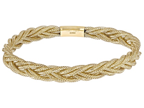 10k Yellow Gold 7.5mm Double Braded Mesh Bangle Bracelet