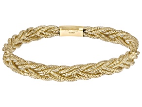 10k Yellow Gold 7.5mm Double Braded Mesh Bangle Bracelet