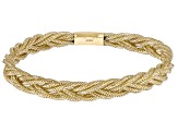 10k Yellow Gold 7.5mm Double Braded Mesh Bangle Bracelet