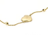 10k Yellow Gold Puffy Heart 2.5mm Beaded Bracelet