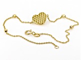 10k Yellow Gold Puffy Heart 2.5mm Beaded Bracelet