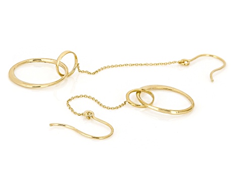 10k Yellow Gold "Together" Liquid Circles Drop Earrings