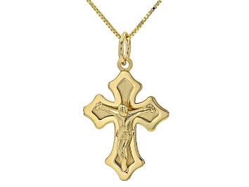 Picture of 10k Yellow Gold Nova Cross Pendant with Chain