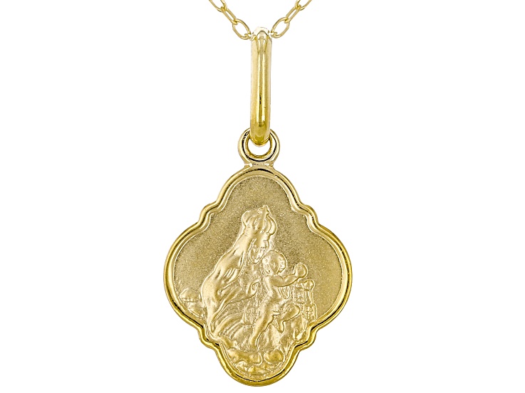 10k Yellow Gold "Our Lady and Christ" Pendant with Chain