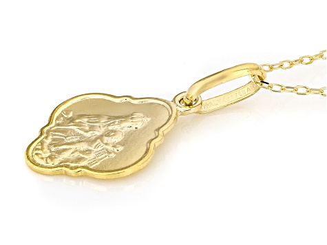 10k Yellow Gold "Our Lady and Christ" Pendant with Chain
