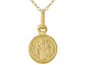 10k Yellow Gold St. Benedict Medallion Pendant with Chain