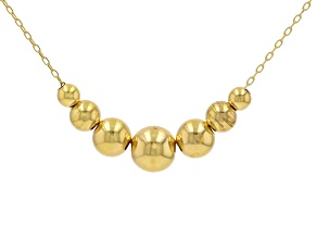 10k Yellow Gold Graduated Specchio Bead 18" Necklace