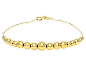 10k Yellow Gold 3-6mm Graduated Specchio Bead Bracelet