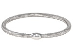 Rhodium Over 10k White Gold 3.5mm Mesh "Goccia" Stretch Bangle