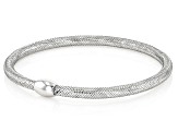 Rhodium Over 10k White Gold 3.5mm Mesh "Goccia" Stretch Bangle