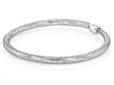 Rhodium Over 10k White Gold 3.5mm Mesh "Goccia" Stretch Bangle
