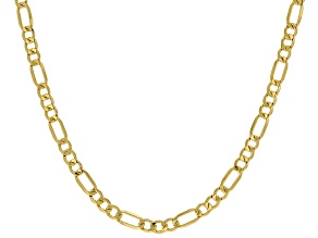 10k Yellow Gold Polished Figaro 18 Inch Necklace
