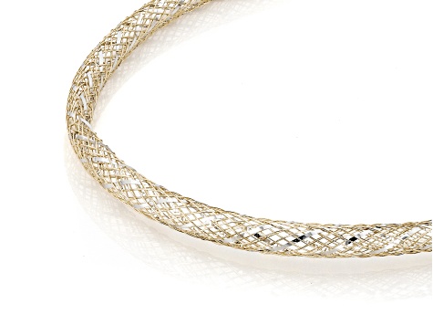 10k Yellow Gold 3mm Diamond Cut Filigree Mesh Necklace