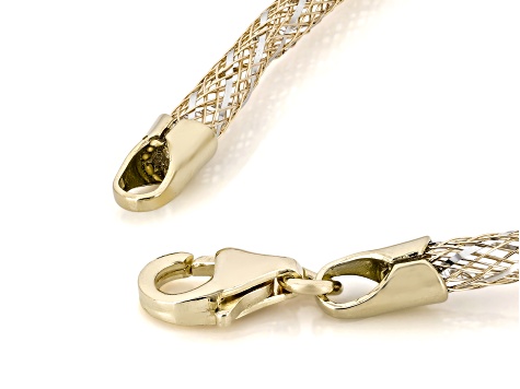 10k Yellow Gold 3mm Diamond Cut Filigree Mesh Necklace