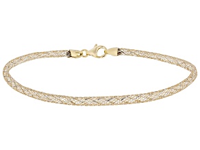 10k Yellow Gold 3.5mm Diamond Cut Filigree Mesh Bracelet