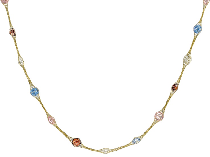 10k Yellow Gold Tuscan Crochet with 7.31ctw Multicolor Cubic