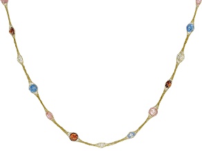 10k Yellow Gold Tuscan Crochet with 7.31ctw Multicolor Cubic Zirconia Necklace