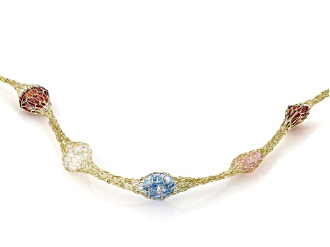 10k Yellow Gold Tuscan Crochet with 7.31ctw Multicolor Cubic