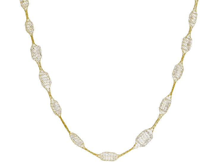 10k Yellow Gold Graduated Tuscan Crochet Emerald Cut Necklace With