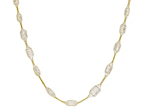 10k Yellow Gold Graduated Tuscan Crochet Emerald Cut Necklace With 18.28ctw Cubic Zirconia