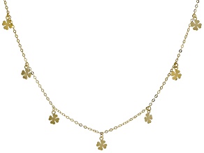 10k Yellow Gold Clover Station Necklace